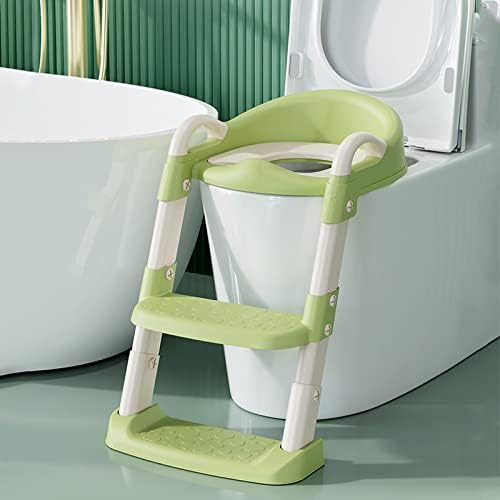 Сиденье для приучения к горшку со стремянкой-лестницей для приучения детей к горшку в туалете для малышей - удобный безопасный горшок с лестницей с противоскользящими подушечками (зеленый) Enlitoys