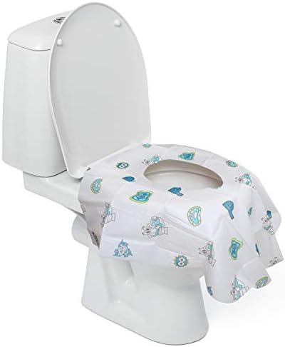 Disposable Toilet Seat Covers for Kids & Adults (40 Pack) - Germ Protect from Public Toilets - Waterproof, Individually-Wrapped, Plastic Lined for No Soak Thru, XL to Cover The Whole Toilet - Blue Potty Shields