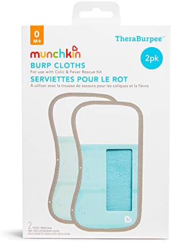 Munchkin® TheraBurpee: 2 упаковки салфеток от отрыжки со встроенными карманами для использования с набором для спасения от колик и лихорадки, 1 синяя, 1 мятная, 2 штуки (1 шт. в упаковке) Munchkin