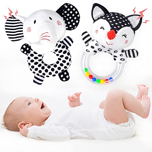 Black and White Baby Toys 0-3 Months Baby Rattles 0-6 Months, High Contrast Baby Toys for Newborn Infant Toys 0-3 Months, Rattles for Babies 0-6 Months Newborn Toys for 0 3 6 9 12 Months Girls Boys XIXILAND