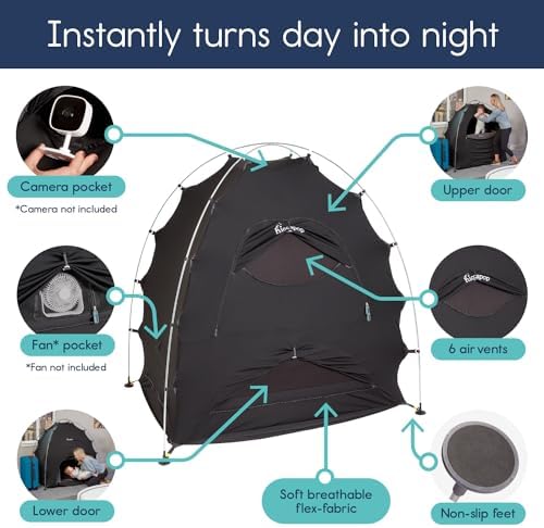 Hiccapop Blackout Tent for Pack and Play, Baby Sleep Pod, Baby Crib Tent, Blackout Canopy Crib Cover, Sleep Pod for Kids with Monitor, Pack and Play Blackout Cover, Pack and Play Tent hiccapop