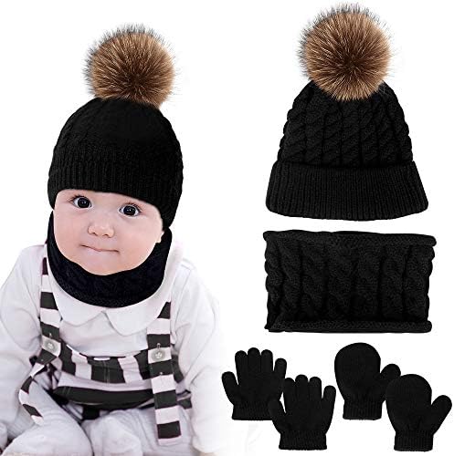 Hicdaw 6 шт. зимние шапки для малышей, детские варежки, перчатки, теплые шеи, детская зимняя шапка, детская зимняя шапка, перчатки, шарф, комплект для мальчиков и девочек Hicdaw