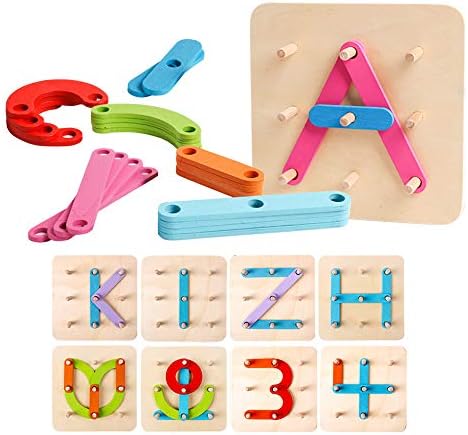 Киж Деревянный набор для конструирования букв и цифр. Развивающие игрушки для дошкольников. Распознавание цвета. Набор сортировщиков. Kizh