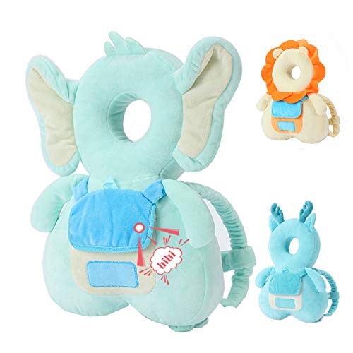 Head Safety Protector Pad for Baby Toddler Walker,Infant Talking Head Protection Backpack Cushion (Z Light Blue Elephant Sets) JunNeng