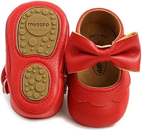 LAFEGEN Baby Girls Mary Jane Flats with Bownot Non Slip Soft Sole PU Leather Newborn Infant Toddler First Walker Cirb Dress Shoes LAFEGEN