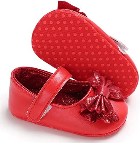 LAFEGEN Baby Girls Mary Jane Flats with Bownot Non Slip Soft Sole PU Leather Newborn Infant Toddler First Walker Cirb Dress Shoes LAFEGEN