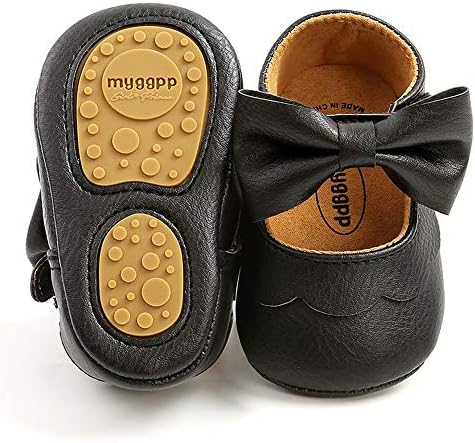 LAFEGEN Baby Girls Mary Jane Flats with Bownot Non Slip Soft Sole PU Leather Newborn Infant Toddler First Walker Cirb Dress Shoes LAFEGEN