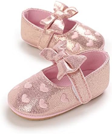 LAFEGEN Baby Girls Mary Jane Flats with Bownot Non Slip Soft Sole PU Leather Newborn Infant Toddler First Walker Cirb Dress Shoes LAFEGEN