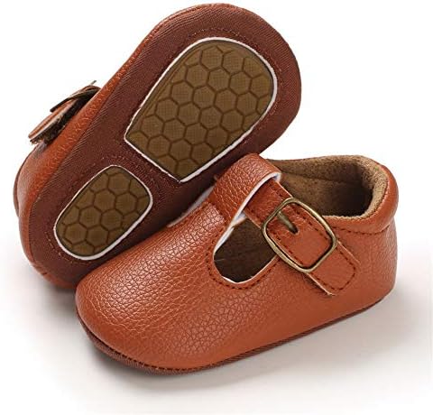 LAFEGEN Baby Girls Mary Jane Flats with Bownot Non Slip Soft Sole PU Leather Newborn Infant Toddler First Walker Cirb Dress Shoes LAFEGEN