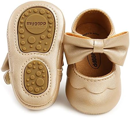 LAFEGEN Baby Girls Mary Jane Flats with Bownot Non Slip Soft Sole PU Leather Newborn Infant Toddler First Walker Cirb Dress Shoes LAFEGEN