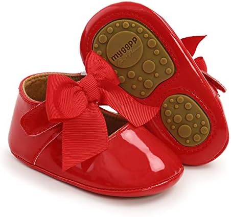 LAFEGEN Baby Girls Mary Jane Flats with Bownot Non Slip Soft Sole PU Leather Newborn Infant Toddler First Walker Cirb Dress Shoes LAFEGEN