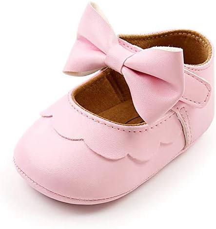 LAFEGEN Baby Girls Mary Jane Flats with Bownot Non Slip Soft Sole PU Leather Newborn Infant Toddler First Walker Cirb Dress Shoes LAFEGEN