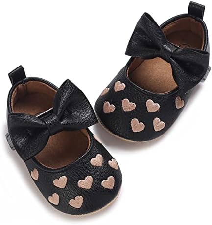 LAFEGEN Baby Girls Mary Jane Flats with Bownot Non Slip Soft Sole PU Leather Newborn Infant Toddler First Walker Cirb Dress Shoes LAFEGEN