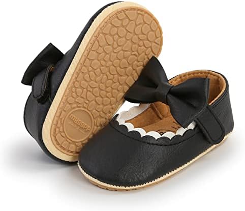 LAFEGEN Baby Girls Mary Jane Flats with Bownot Non Slip Soft Sole PU Leather Newborn Infant Toddler First Walker Cirb Dress Shoes LAFEGEN