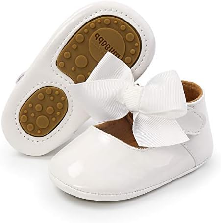 LAFEGEN Baby Girls Mary Jane Flats with Bownot Non Slip Soft Sole PU Leather Newborn Infant Toddler First Walker Cirb Dress Shoes LAFEGEN