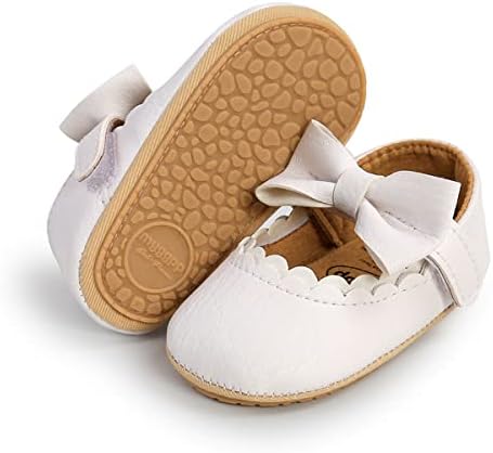 LAFEGEN Baby Girls Mary Jane Flats with Bownot Non Slip Soft Sole PU Leather Newborn Infant Toddler First Walker Cirb Dress Shoes LAFEGEN