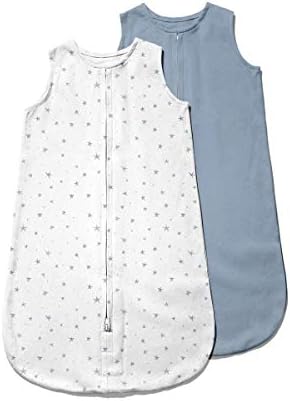 Детское носимое одеяло — хлопковый спальный мешок для детей 0–3, 3–6, 6–12, 12–18 месяцев — набор из 2 штук для мальчика и девочки, розовый, синий и серый Ely's & Co.