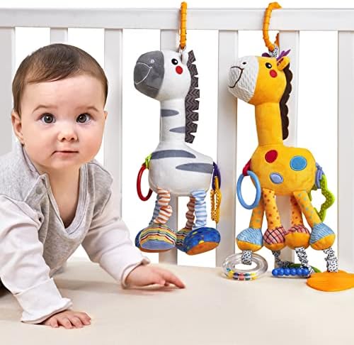 TUMAMA Baby Plush Hanging Rattle Toys, Crib Car Seat Travel Stroller Playmat Soft Plush Toy with Wind Chimes, Best Birthday Gift for Newborn 0-12 Months TUMAMA