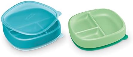 Присоски и крышка NUK, разные цвета, упаковка из 2 штук, от 6 месяцев, синий и зеленый NUK