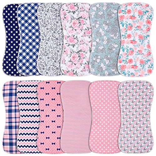 Baby Burp Cloths & Baby Bibs 2-in-1 Design Large Size 3 Layers Thicken 100% Cotton Super Absorbent and Soft Baby Spit Up Burping Rags Baby Burp Cloth Set for Boys and Girls 12 Pack Benoxine
