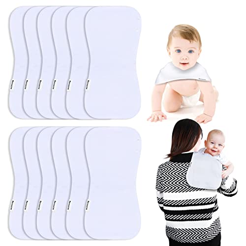 Baby Burp Cloths & Baby Bibs 2-in-1 Design Large Size 3 Layers Thicken 100% Cotton Super Absorbent and Soft Baby Spit Up Burping Rags Baby Burp Cloth Set for Boys and Girls 12 Pack Benoxine