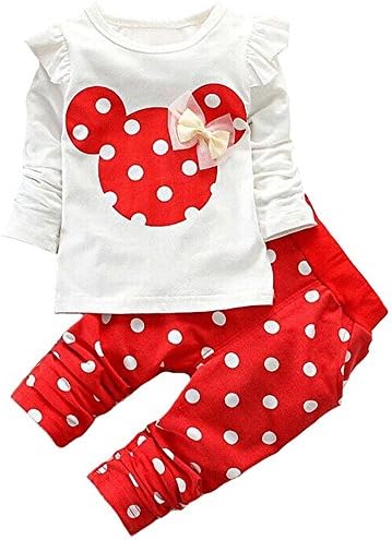 Одежда для маленьких девочек, комплект одежды для младенцев, состоящий из 2 предметов: топ с длинными рукавами + брюки MH-Lucky