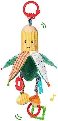 Hanging Rattles Toys, Car Seat toys for babies 0-6 months, Newborn Crib Toys Sensory Corn Soft stuff Baby Stroller Toys with Crinkle, Squeaky & Teether for Babies Boys Girls 0 3 6 9 to 12 Months PHEZAPA