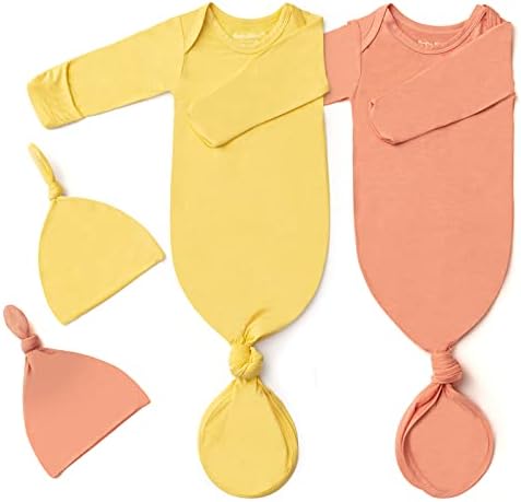 2 комплекта завязанного халата для новорожденных, супермягкая шелковистая пижама с длинными рукавами для спящего ребенка с шапочкой или повязкой на голову (2 упаковки) Baby Noah