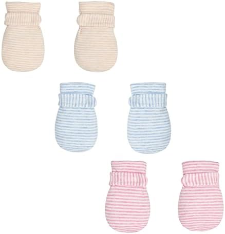 Newborn Baby No Scratch Mittens Stay On, 100% Cotton Breathable, Adjustable Infant Gloves for Baby Boys Girls Mittens Reyow