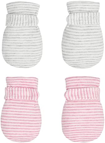 Newborn Baby No Scratch Mittens Stay On, 100% Cotton Breathable, Adjustable Infant Gloves for Baby Boys Girls Mittens Reyow