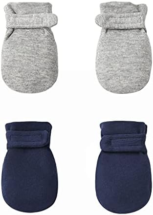 Newborn Baby No Scratch Mittens Stay On, 100% Cotton Breathable, Adjustable Infant Gloves for Baby Boys Girls Mittens Reyow