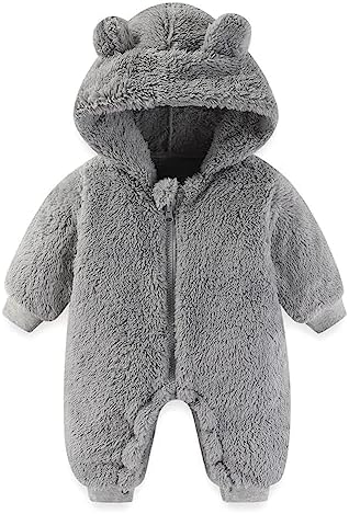 AiWMGL комбинезон-комбинезон с медведем для новорожденных, флисовый комбинезон для девочек и мальчиков, зимний зимний комбинезон с капюшоном, одежда AiWMGL