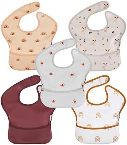 Soarwg Kids Bibs, Детские нагрудники, водонепроницаемые детские нагрудники для мальчиков и девочек, отличные дорожные детские нагрудники для еды, нагрудники для кормления, 5 шт. Soarwg Kids