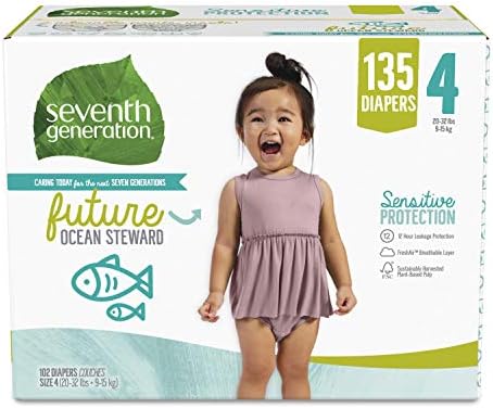 Seventh Generation Baby Diapers, Size 4, 135 Count (Pack of 1) Seventh Generation