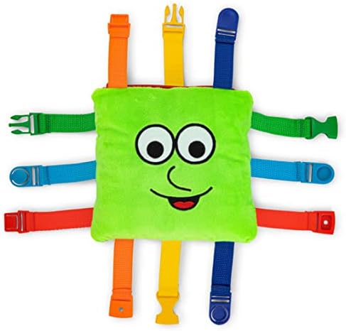 Buckle Toys - Buster Square - Learning Activity Toy - Develop Fine Motor Skills and Problem Solving - Toddler Travel Essential - Educational Classroom Must Have Buckle Toys