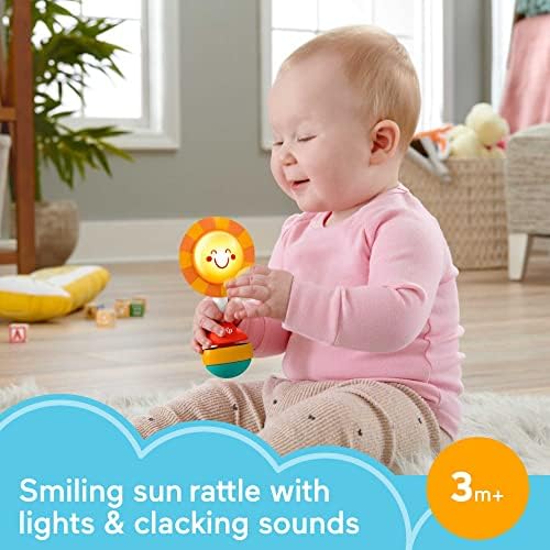 Fisher-Price Baby Shake & Shine Sun Rattle, детская игрушка, игрушка для прорезывания зубов, не содержащая BPA, с сенсорными деталями FISHER-PRICE BABY