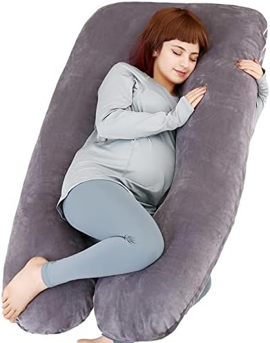 U-образная подушка для беременных, подушка для всего тела для беременных для поддержки спины, ног и живота, подушка для сна для беременных и для сна на боку со съемным чехлом (сине-серый) MOON PINE