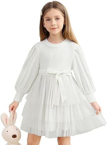 Тюлевое платье для маленьких девочек, пышные платья-пачки с длинными рукавами и завязывающимся поясом для принцессы на день рождения, От 1 до 6 лет Goodstoworld
