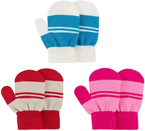 Durio Knit Toddler Mittens Thick Mittens for Toddler Boy Girls Soft Warm Crochet Winter Baby Infant Mittens Gloves Durio