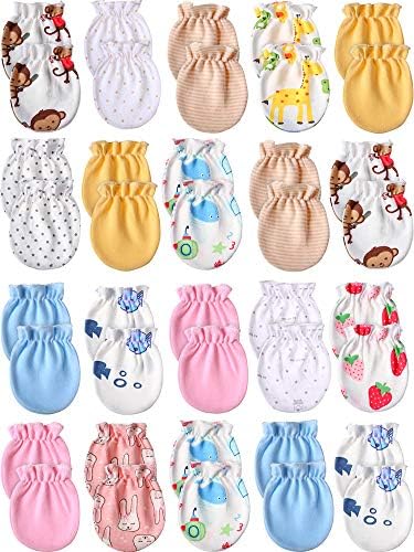 20 Pairs Newborn Baby No Scratch Mittens Unisex Baby Cotton Gloves Infant Toddler Mitts Set for 0-6 Months Baby Boys and Girls Syhood