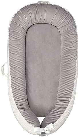 Baby Lounger Cover,Newborn Lounger Cover for Boys, Baby Nest Cover,Snugly Fit Infant Lounger for Baby,100% Cotton Soft Baby Floor Seat for Travel, Baby Registry Search (Grey) Hyhuudth