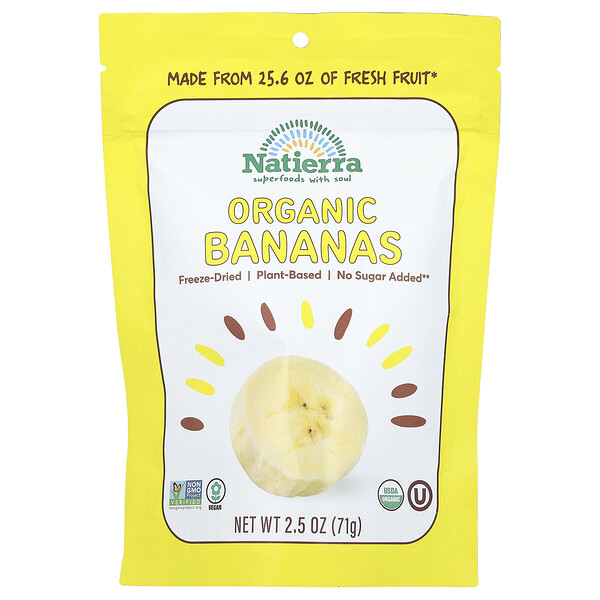 Organic Freeze-Dried Bananas, 2.5 oz (71 g) Natierra