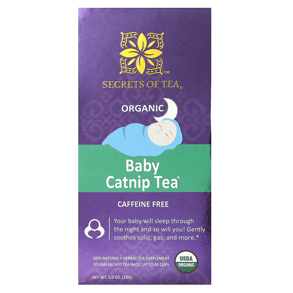 Organic Baby Catnip Tea, Caffeine Free, 20 Unbleached Tea Bags, 1 oz (28 g) Secrets Of Tea