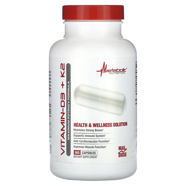Витамин-D3 + K2, формула максимальной эффективности, 90 капсул Metabolic Nutrition