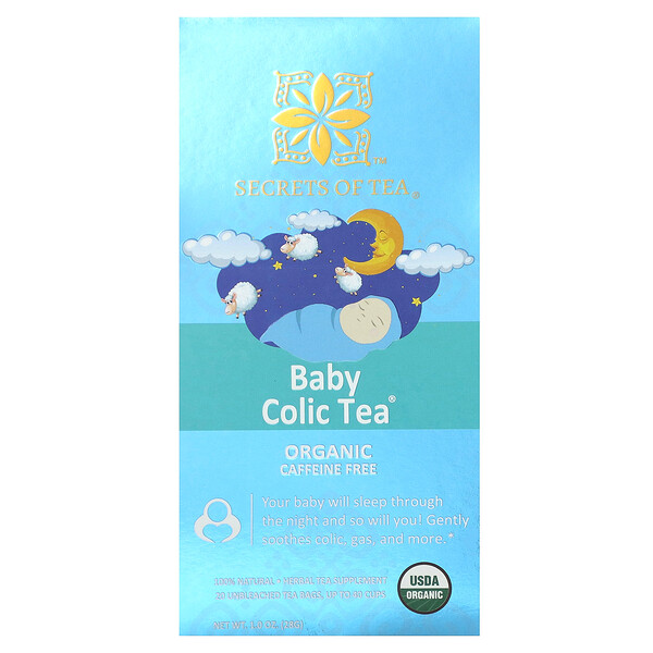 Organic Baby Colic Tea, Caffeine Free, 20 Unbleached Tea Bags, 1 oz (28 g) Secrets Of Tea