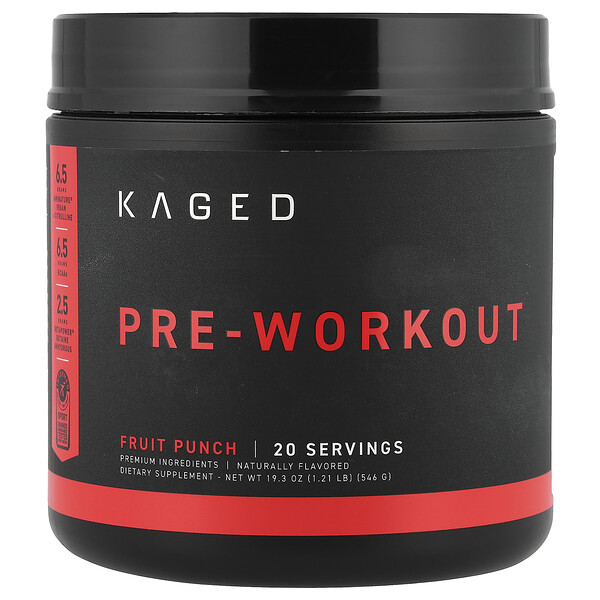 PRE-KAGED, Pre-Workout, Fruit Punch, 1.31 lb (Фунты) (592 g) Kaged