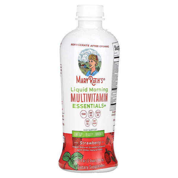 Liquid Morning Multivitamin Essentials+, клубника, 32 жидких унции (946 мл) MaryRuth's