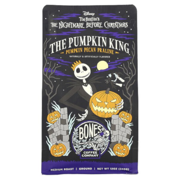 Кофе The Pumpkin King с ароматом тыквы и пекана, средней обжарки, 340 г, кошерное Bones Coffee Company