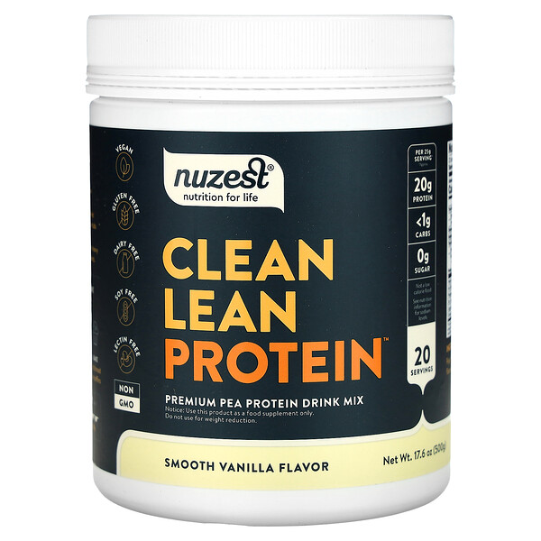 Clean Lean Protein, гладкая ваниль, 17,6 унций (500 г) Nuzest