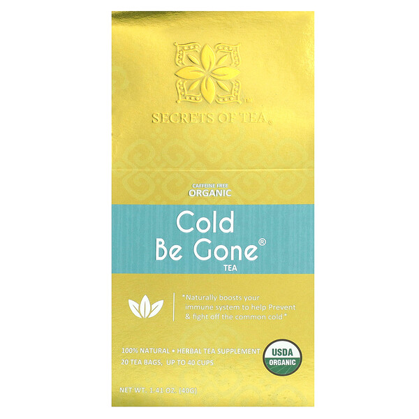 Organic Cold Be Gone Tea, Caffeine Free, 20 Tea Bags, 1.41 oz (40 g) Secrets Of Tea